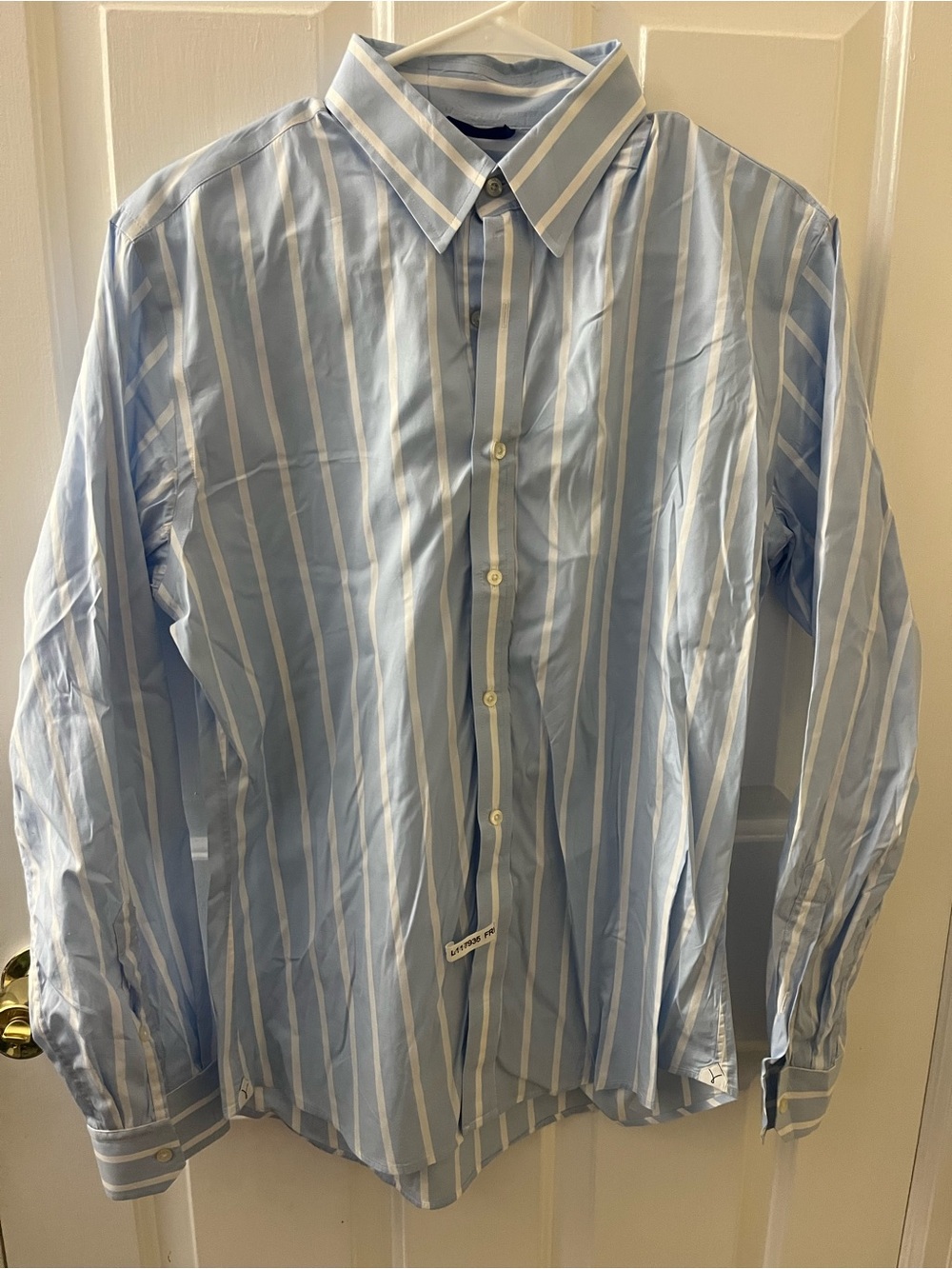 Teddy Stratford 2 Zip Fit Light Blue & White Striped Men's Dress Shirt